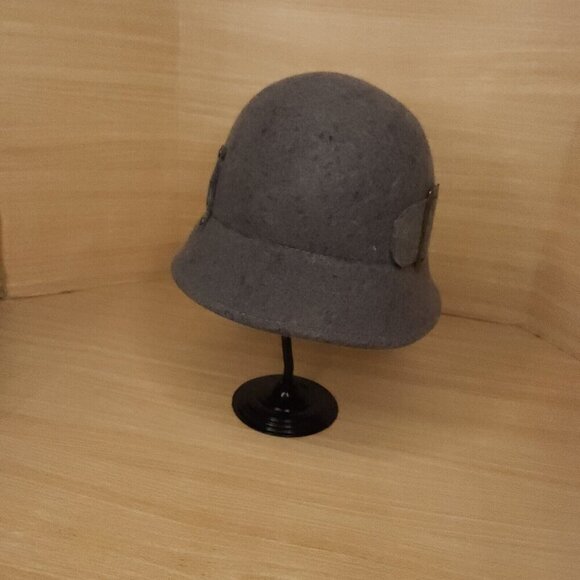 Scala Pronto Womens Grey Wool Bucket Hat With Buckle - Picture 3 of 5